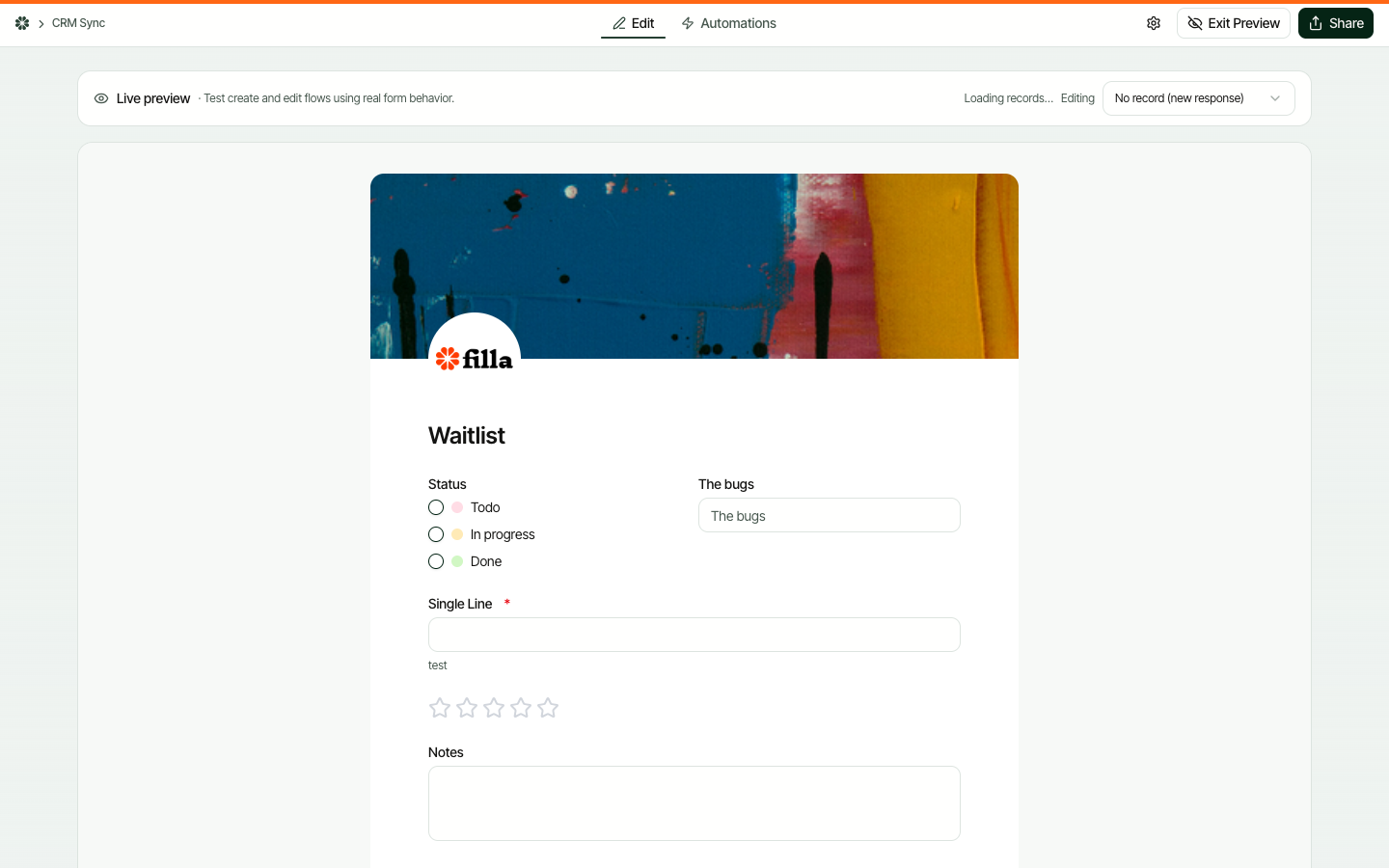 Use the live preview to test each conditional path before sharing your form